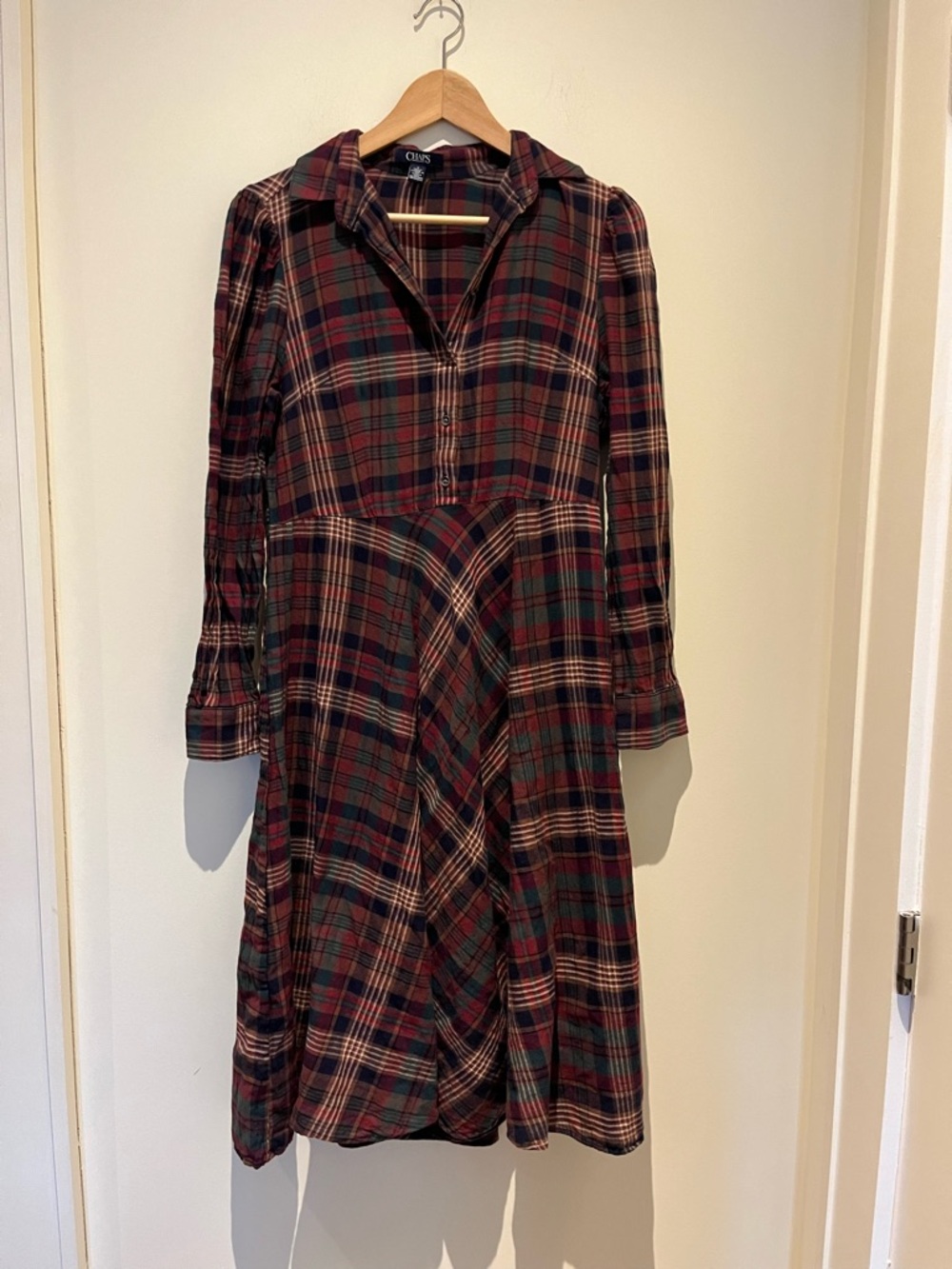 Vintage Ralph Lauren Chaps 💯 Indian Cotton Madras Check Midi Shirtdress M